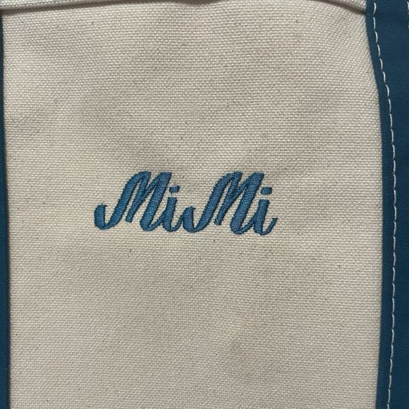 LL Bean Boat and Tote Canvas Bag Meduim USA Teal Blue Embroidered MiMi -See Pics - Picture 2 of 16